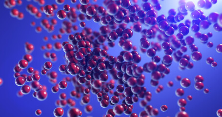 Abstract Futuristic Red Spheres With Depth Of Field Effect. 3D Illustration Render. Beautiful Abstract And Technology Related CG Backgrounds