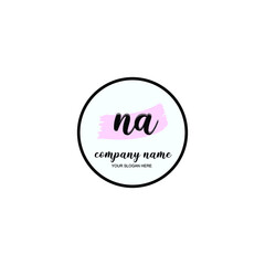 NA Initial handwriting logo template vector