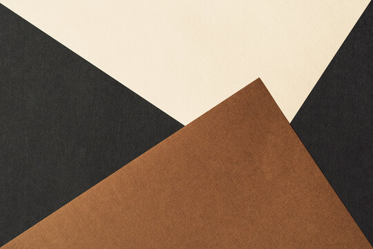 Paper for pastel overlap in black, beige and terracotta colors for background, banner, presentation template. Creative modern trendy background design in natural colors. Trendy paper for pastel
