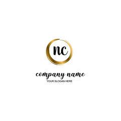 NC Initial handwriting logo template vector