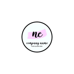 NC Initial handwriting logo template vector