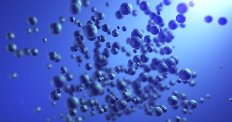 Abstract Cosmic Balls Background With Depth Of Field Effect. 3D Illustration Render. Beautiful Abstract And Technology Related CG Backgrounds