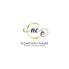 NE Initial handwriting logo template vector