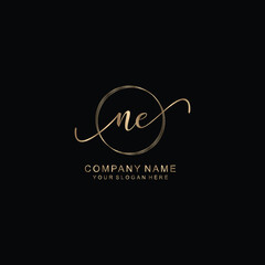 NE Initial handwriting logo template vector