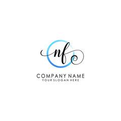 NF Initial handwriting logo template vector