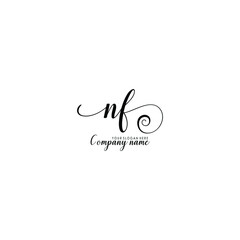 NF Initial handwriting logo template vector