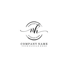 NH Initial handwriting logo template vector