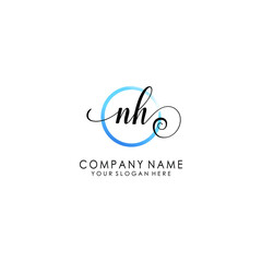 NH Initial handwriting logo template vector