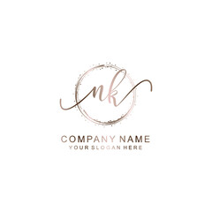 NK Initial handwriting logo template vector