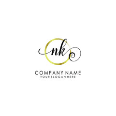 Obraz na płótnie Canvas NK Initial handwriting logo template vector