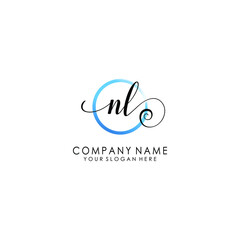 NL Initial handwriting logo template vector