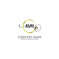 NM Initial handwriting logo template vector