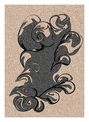 Abstract grey elegant drawing on a light brown background.