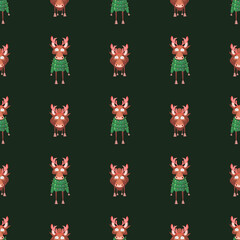 Seamless pattern for Happy Chinese new year 2021 - funny bulls. Vector illustration. Great for wrapping paper, textile, wrapping paper.