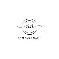 NN Initial handwriting logo template vector