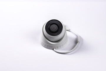 White security camera on a white background.
