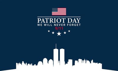 Patriot Day Background With New York City Silhouette.