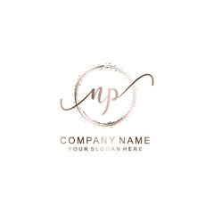 NP Initial handwriting logo template vector