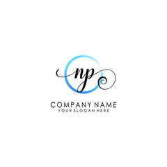 NP Initial handwriting logo template vector