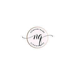 NQ Initial handwriting logo template vector