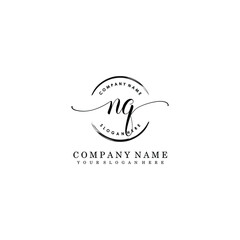 NQ Initial handwriting logo template vector