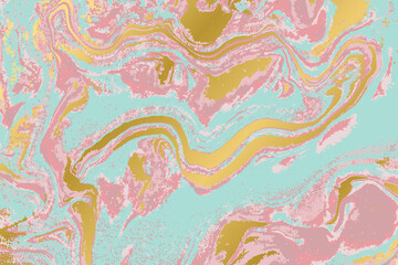 Fototapeta premium Blue and pink marble pattern. Abstract golden background. Vector illustration.