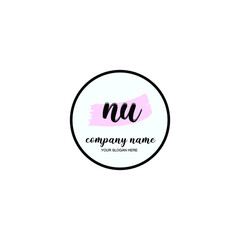 NU Initial handwriting logo template vector