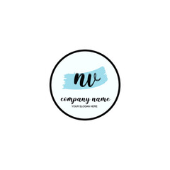 NV Initial handwriting logo template vector