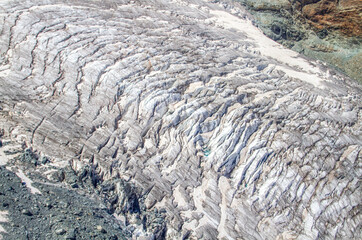 Close-up of glacier at Matterhorn glacier paradise (Klein Matterhorn), Zermatt, swiss alps, Switzerland