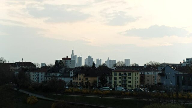 Scenic cityscape view, Frankfurt, Hesse, Germany