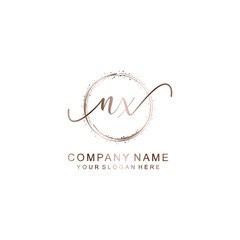 NX Initial handwriting logo template vector