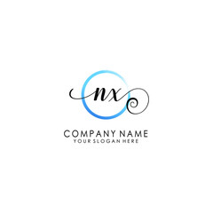 NX Initial handwriting logo template vector