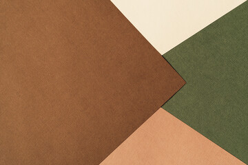 Paper for pastel overlap in beige, green and terracotta colors for background, banner, presentation template. Creative modern trendy background design in natural colors. Trendy paper for pastel