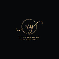 NY Initial handwriting logo template vector