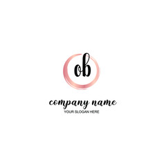 OB Initial handwriting logo template vector