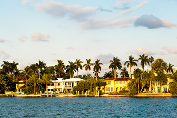 Multi-million dollar waterfront mansion homes on Star Island South Miami Beach Florida