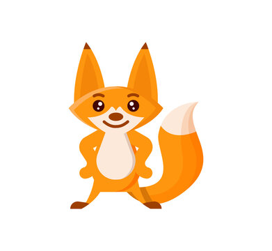 Fox character flat style isolated on white background. Animal cartoon. Vector stock.