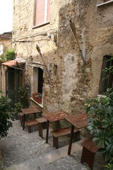 old building in an alley in the old town of agricola, cilento national park, salerno province,...