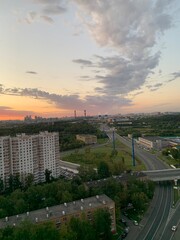 sunset over the city