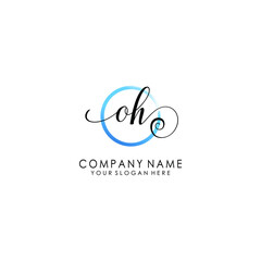 OH Initial handwriting logo template vector