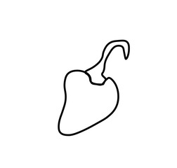 Vector paprika with a black line.Simple food and cooking illustration in doodle style on a white isolated background hand drawn.Design for social networks,web,advertising,banners,menus,recipes.