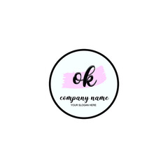 OK Initial handwriting logo template vector