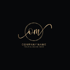 OM Initial handwriting logo template vector