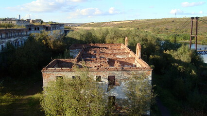 Fototapeta na wymiar abandoned settlement in the summer