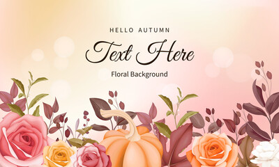 Autumn floral background with beautiful flowers