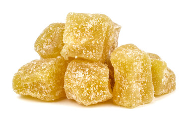 ginger in sugar. on a white background