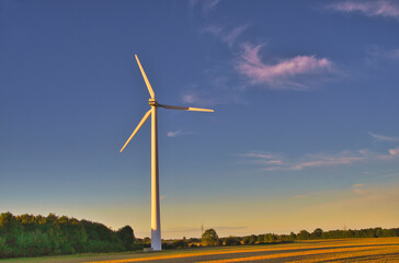 wind turbine at sunset