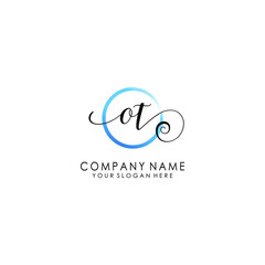 OT Initial handwriting logo template vector