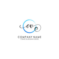 OV Initial handwriting logo template vector