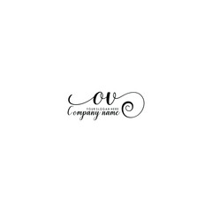 OV Initial handwriting logo template vector